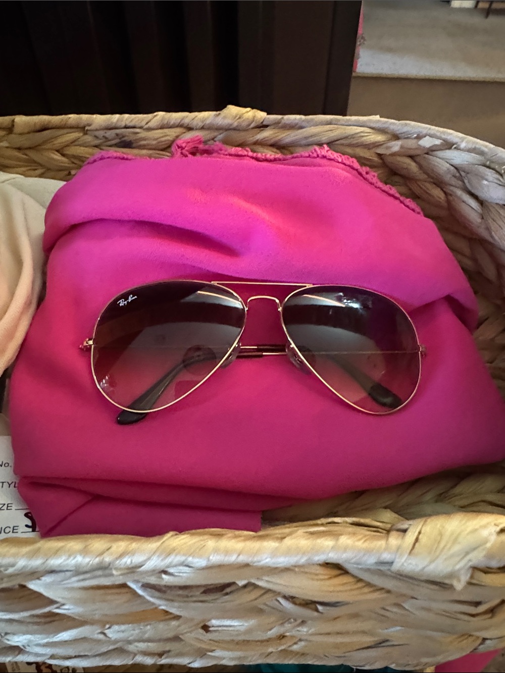 Ray-Ban Aviator Sunglasses - Pink Gradient Lenses with Gold Frame